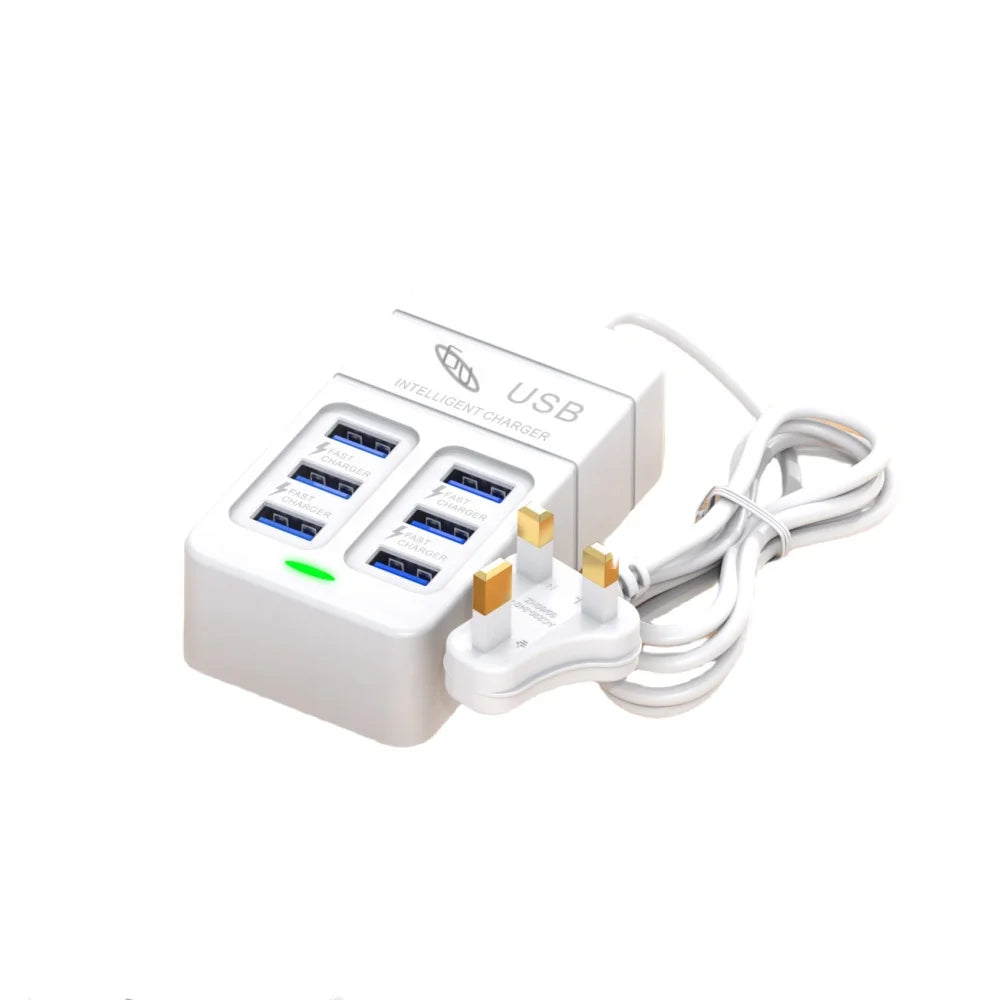 6-in-1 Surge Protector 6-Outlet Extender with 3 USB & 3 Type C Ports Power Strip Multi Plug Outlets Wall Adapter Spaced for Home