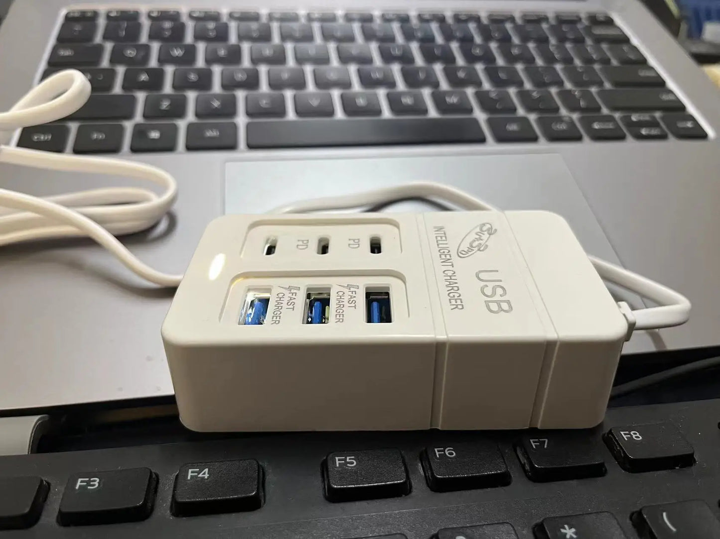 6-in-1 Surge Protector 6-Outlet Extender with 3 USB & 3 Type C Ports Power Strip Multi Plug Outlets Wall Adapter Spaced for Home