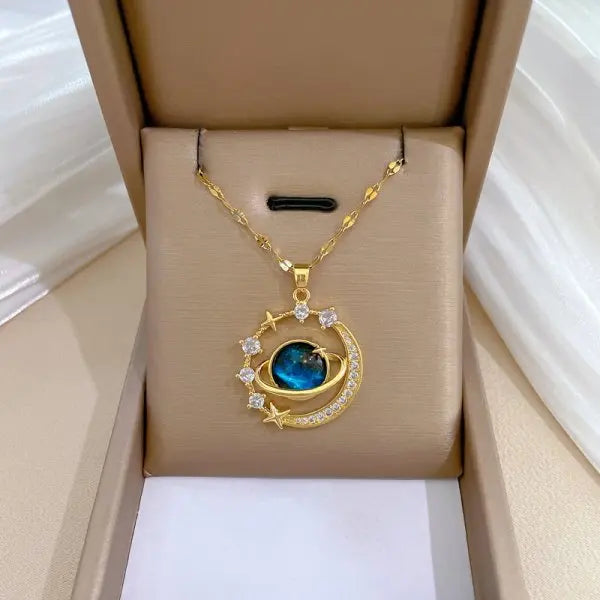 316L Stainless Steel Sun Moon Star Pendant Necklace For Women Exquisite Planet Clavicle Chain Party Jewelry Gifts
