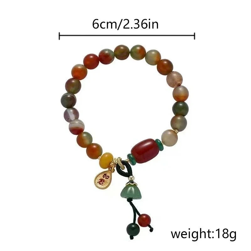 Fashion Natural Stone Bracelet Elegant Lily of the Valley Flower Pendant Elastic Beaded Bracelets for Women Party Jewelry Gift