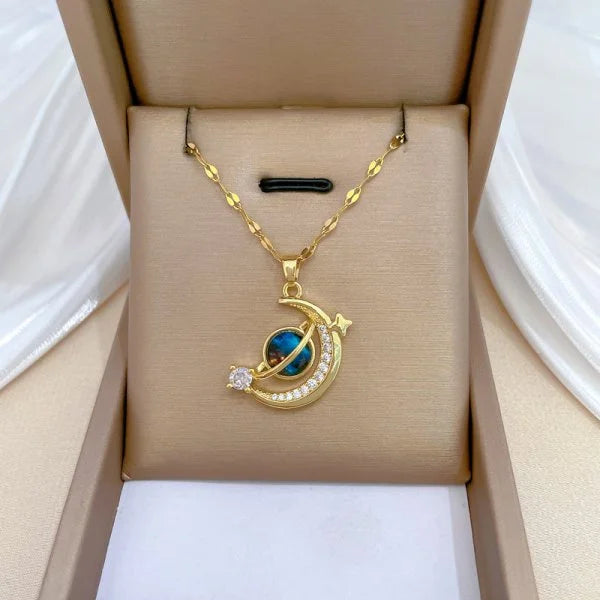 316L Stainless Steel Sun Moon Star Pendant Necklace For Women Exquisite Planet Clavicle Chain Party Jewelry Gifts