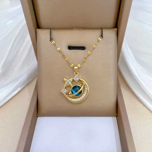 316L Stainless Steel Sun Moon Star Pendant Necklace For Women Exquisite Planet Clavicle Chain Party Jewelry Gifts