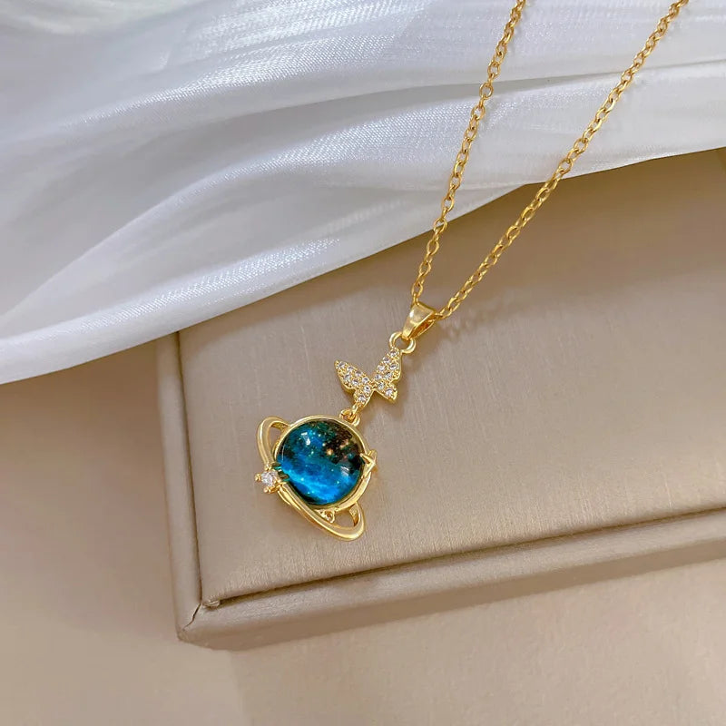 316L Stainless Steel Sun Moon Star Pendant Necklace For Women Exquisite Planet Clavicle Chain Party Jewelry Gifts