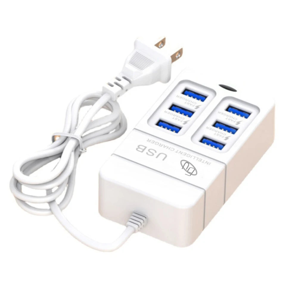 6-in-1 Surge Protector 6-Outlet Extender with 3 USB & 3 Type C Ports Power Strip Multi Plug Outlets Wall Adapter Spaced for Home