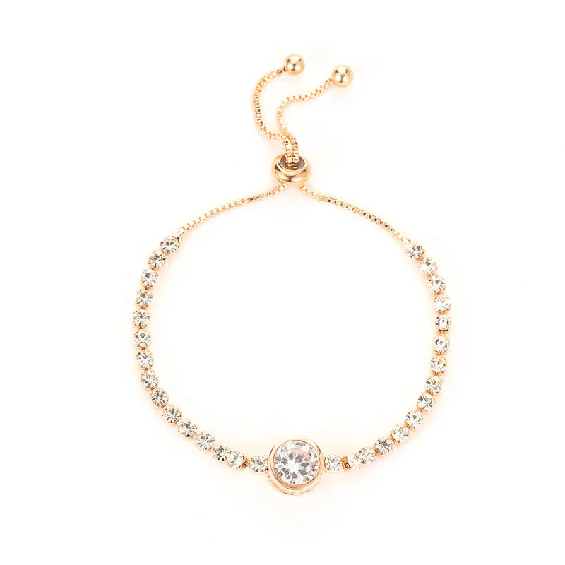 Luxury AAA Zircon Opal Clover Adjustable Bracelet For Women New Fashion Sparkling Gold Color Bracelet Wedding Jewelry Party Gift