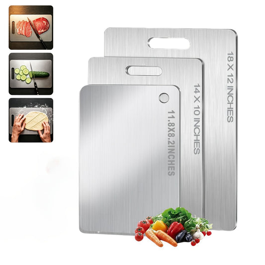 3pcs Premium Titanium Cutting Board Set - Durable, Double-Sided, Food-Safe Kitchen Boards in Large, Medium, Small Sizes with Handles for Efficient Chopping and Slicing, Kitchen Cutting Boards|Modern Kitchenware|Durable Kitche