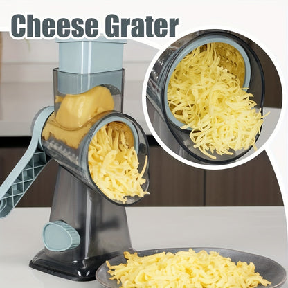 1 PCS Rotary Cheese Grater with Handle - 3 Changeable Blades for Cheese, Potato, Zucchini, Nuts, Chocolate - Kitchen Vegetable Cheese Shredder Slicer Grater - For Home Cooks & Chefs - Great Gift for Foodies