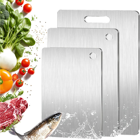 New 2025 Titanium Cutting Board Set - Heavy-Duty 100% Pure Titanium, Double-Sided Food-Safe Kitchen Chopping Boards with Rounded Edges & Non-Slip Grip, Hygienic & Easy-Clean Surface for Meat, Vegetables, Fruits - Ideal Mother