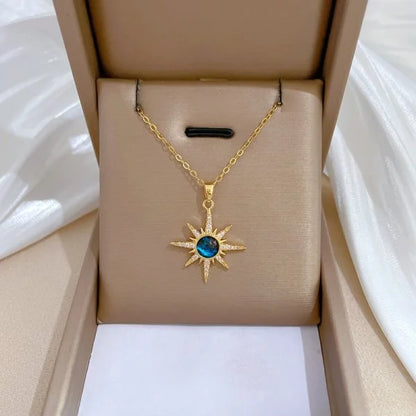316L Stainless Steel Sun Moon Star Pendant Necklace For Women Exquisite  Planet Clavicle Chain Party Jewelry Gifts