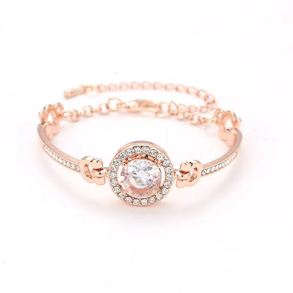 Luxury AAA Zircon Opal Clover Adjustable Bracelet For Women New Fashion Sparkling Gold Color Bracelet Wedding Jewelry Party Gift