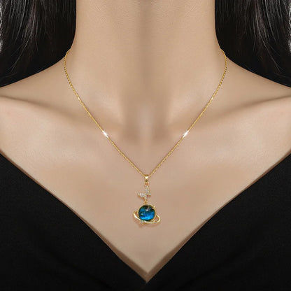 316L Stainless Steel Sun Moon Star Pendant Necklace For Women Exquisite  Planet Clavicle Chain Party Jewelry Gifts