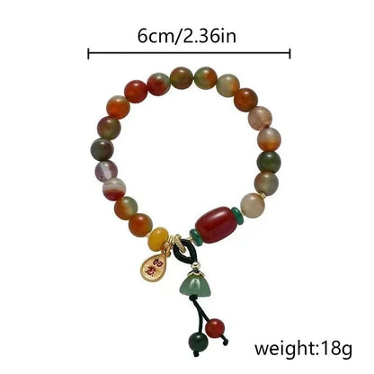 Fashion Natural Stone Bracelet Elegant Lily of the Valley Flower Pendant Elastic Beaded Bracelets for Women Party Jewelry Gift