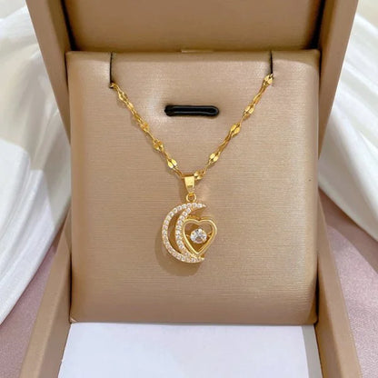 316L Stainless Steel Sun Moon Star Pendant Necklace For Women Exquisite  Planet Clavicle Chain Party Jewelry Gifts