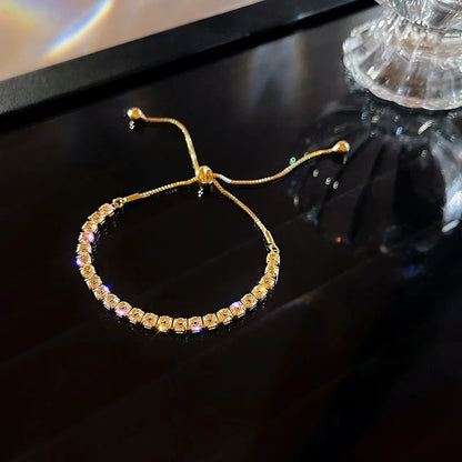 Luxury AAA Zircon Opal Clover Adjustable Bracelet For Women New Fashion Sparkling Gold Color Bracelet Wedding Jewelry Party Gift