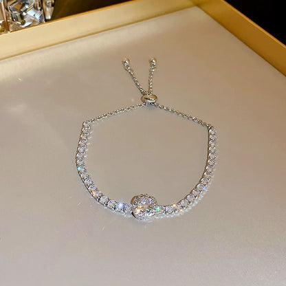 Luxury AAA Zircon Opal Clover Adjustable Bracelet For Women New Fashion Sparkling Gold Color Bracelet Wedding Jewelry Party Gift