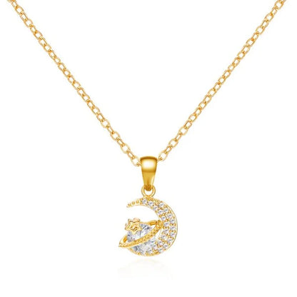 316L Stainless Steel Sun Moon Star Pendant Necklace For Women Exquisite  Planet Clavicle Chain Party Jewelry Gifts