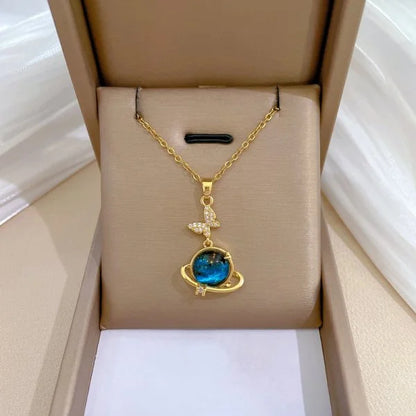 316L Stainless Steel Sun Moon Star Pendant Necklace For Women Exquisite  Planet Clavicle Chain Party Jewelry Gifts