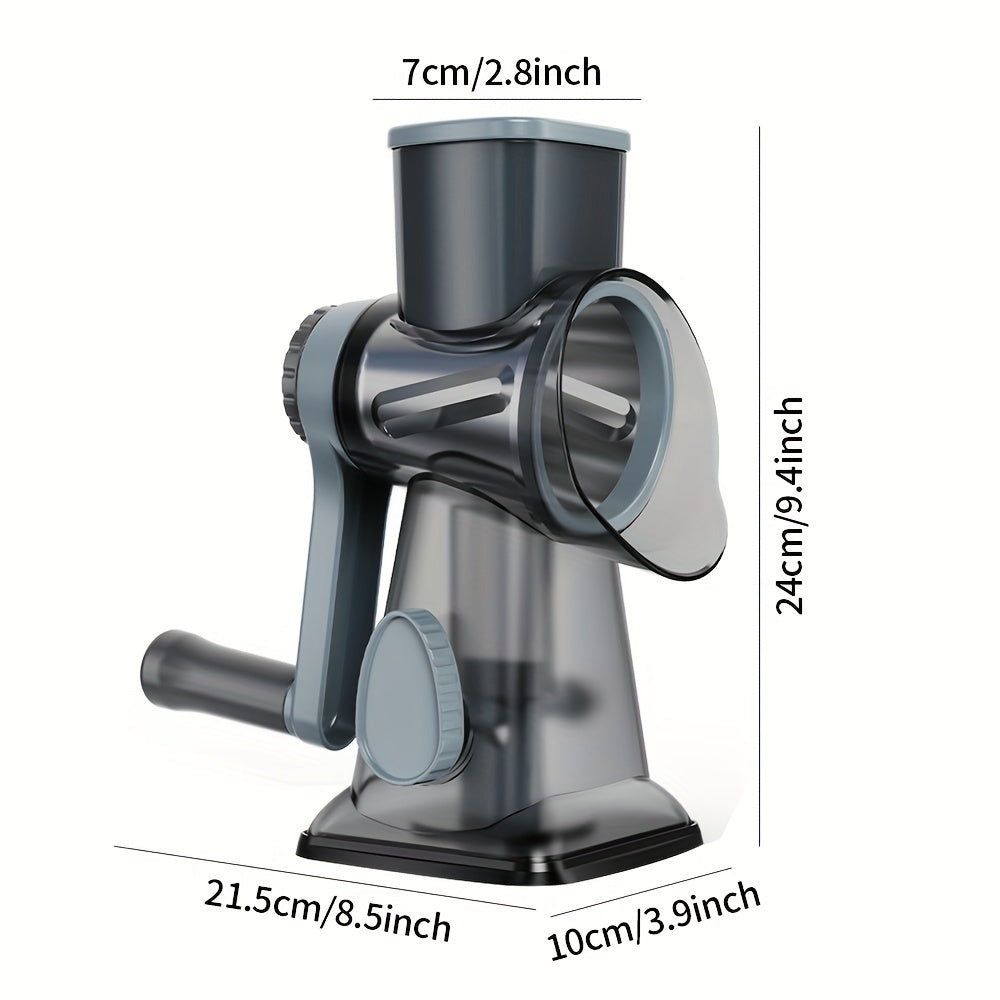 1 PCS Rotary Cheese Grater with Handle - 3 Changeable Blades for Cheese, Potato, Zucchini, Nuts, Chocolate - Kitchen Vegetable Cheese Shredder Slicer Grater - For Home Cooks & Chefs - Great Gift for Foodies