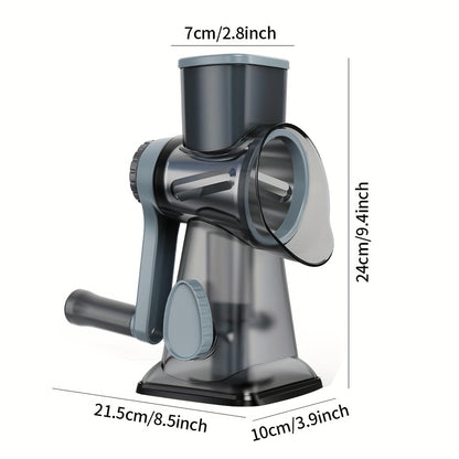 1 PCS Rotary Cheese Grater with Handle - 3 Changeable Blades for Cheese, Potato, Zucchini, Nuts, Chocolate - Kitchen Vegetable Cheese Shredder Slicer Grater - For Home Cooks & Chefs - Great Gift for Foodies