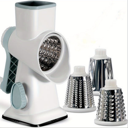 1 PCS Rotary Cheese Grater with Handle - 3 Changeable Blades for Cheese, Potato, Zucchini, Nuts, Chocolate - Kitchen Vegetable Cheese Shredder Slicer Grater - For Home Cooks & Chefs - Great Gift for Foodies
